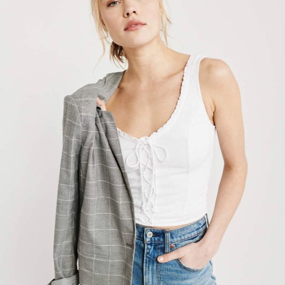 Abercrombie & Fitch Tops - White, lace-up tank top